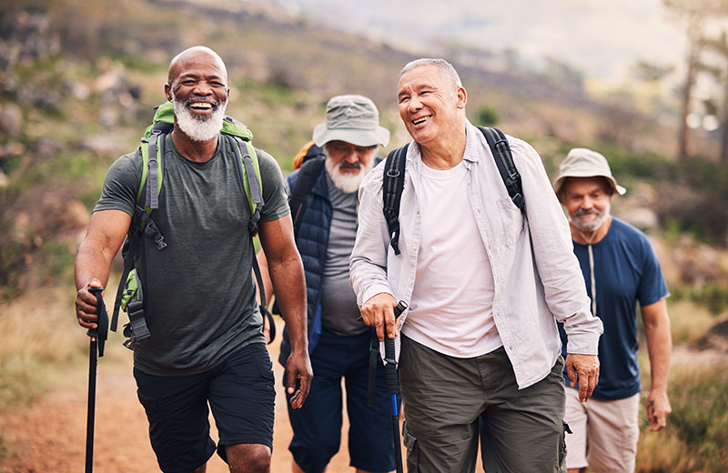 group of men hiking